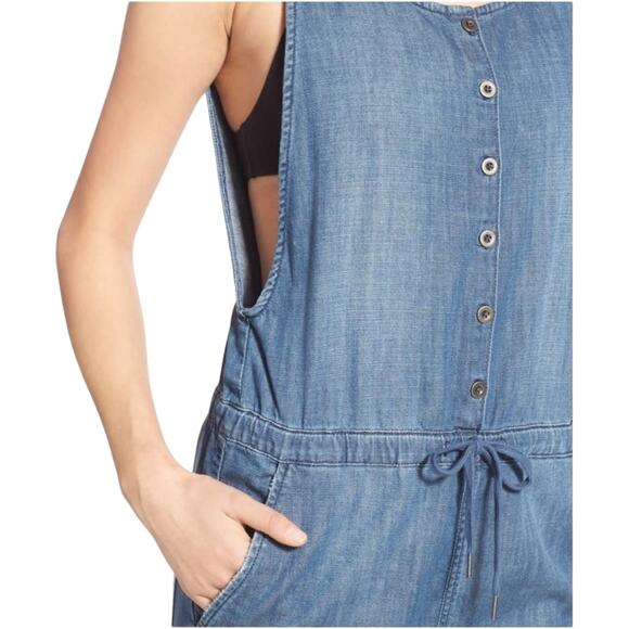 EUC Volcom Painterly Denim Chambray slim leg Jumpsuit Size XS - Picture 3 of 15